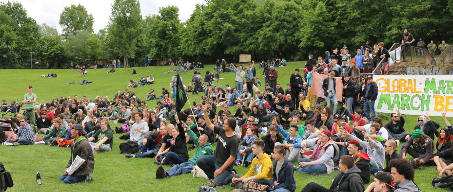 Gruppenfoto nach der Abschlusskundgebung des GMM 2014 Berlin im Görlitzer Park Berlin