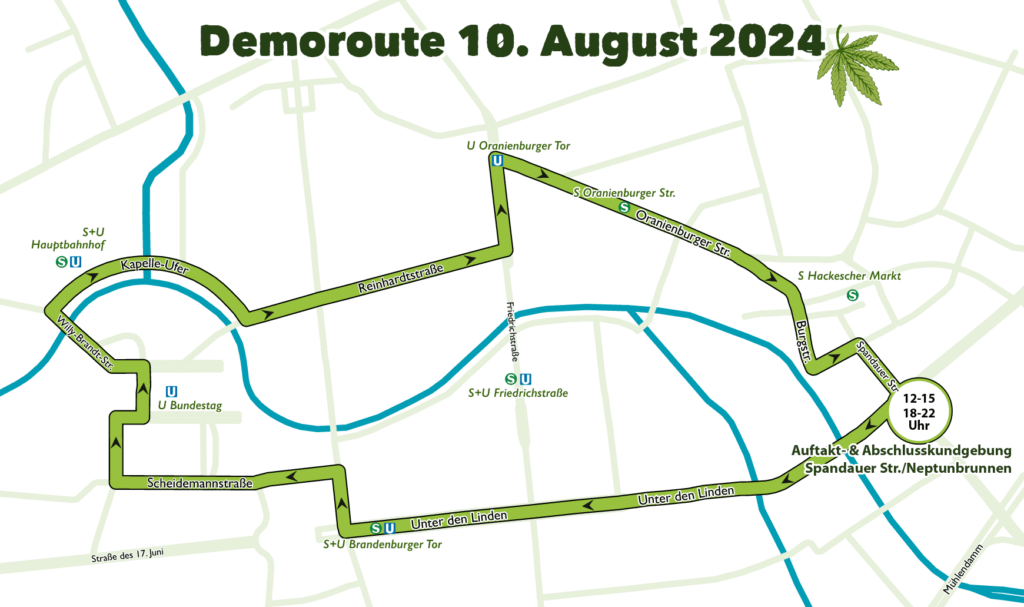 Route Grafik der Hanfparade 2024
